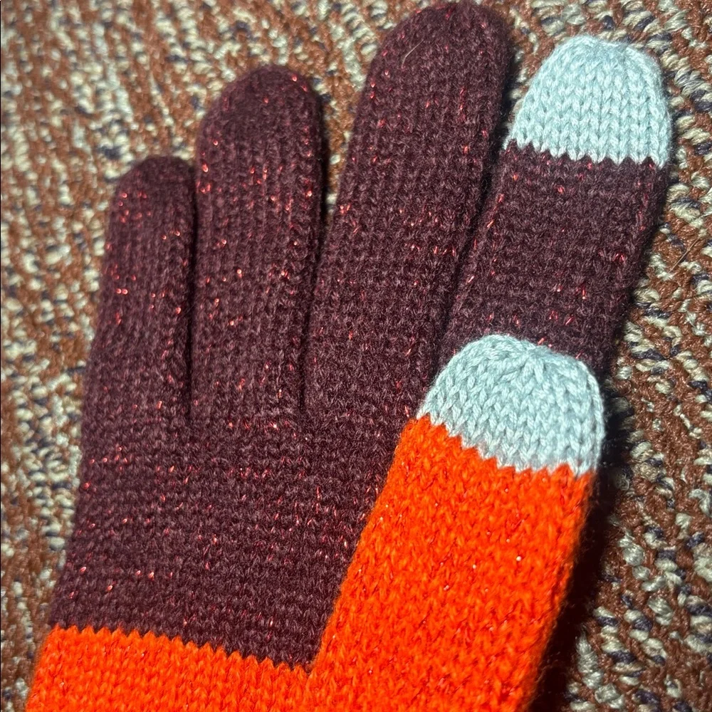 Circus by Sam Edelman Vibrant Knit Gloves sparkle bold orange maroon winter cold